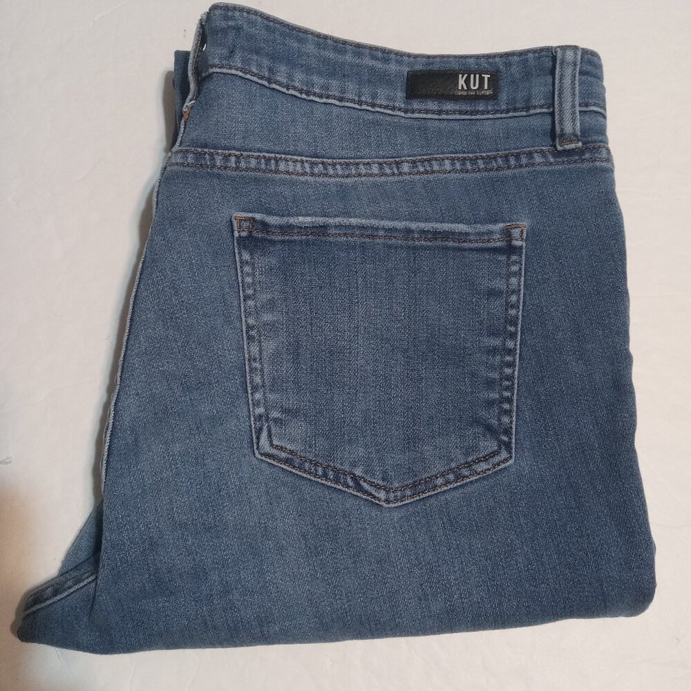 Kut From The Kloth Women's High Rise Kelsey Fab Ab Ankle Flare Raw Hem Jeans 14